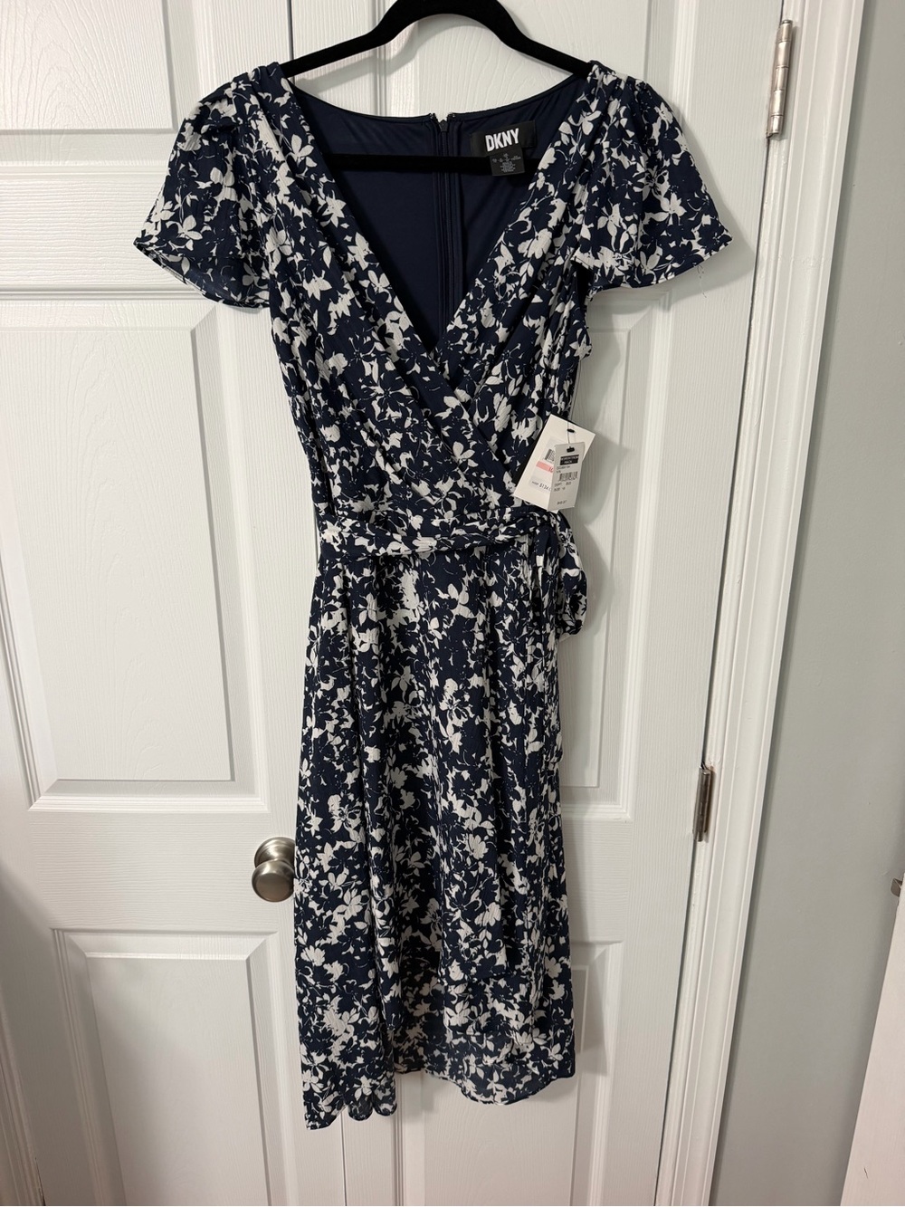 Nordstrom Navy and White Floral Wrap Dress